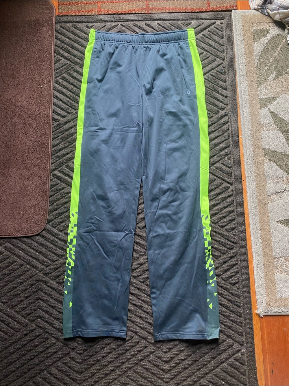Xersion Boys Charcoal Sweatpants with Neon Green Side Stripes